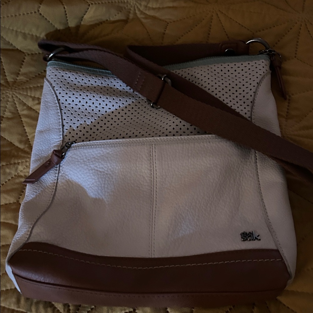 The Sak Cream and Brown Crossbody Bag